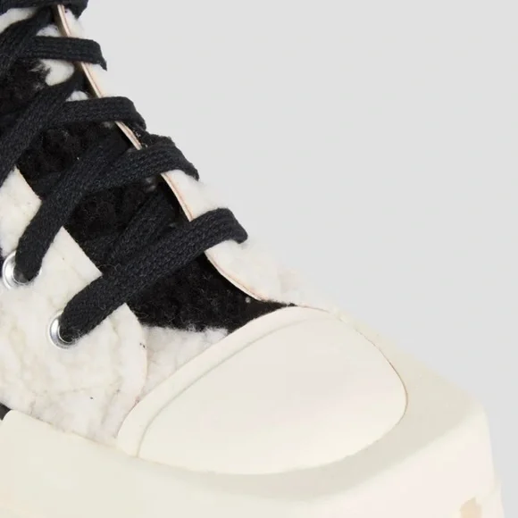 Converse Women's Black and White Furry High-Tops - Picture 4 of 11